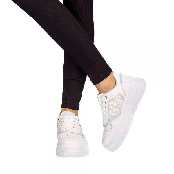 Γυναικεία αθλητικά παπούτσια Asiona λευκά με μπλε, 3 - Kalapod.gr